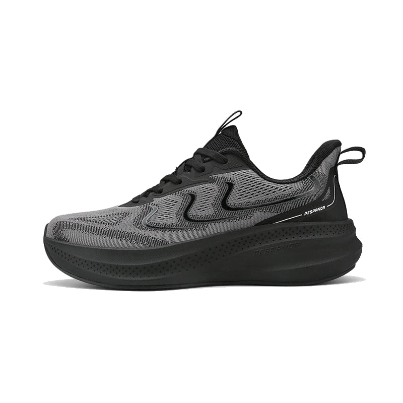 Black Lightweight Running Sneakers – Breathable Shock-Absorbing Walking Shoes with Durable Wear-Resistant Outsole
