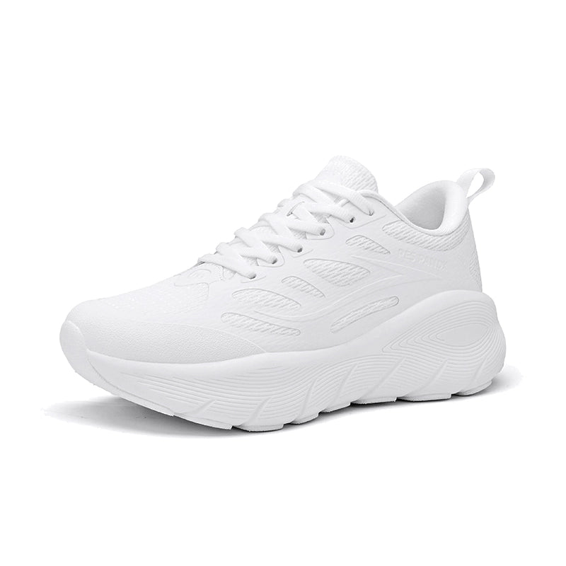 White Cushioned Running Shoes – Breathable Shock-Absorbing Walking Sneakers for Running & Everyday Casual Wear