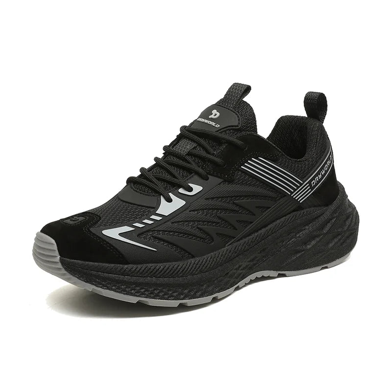 Black Breathable Running Shoes – Soft Sole Shock-Absorbing Sneakers with Wear-Resistant Outsole for Walking & Daily Wear