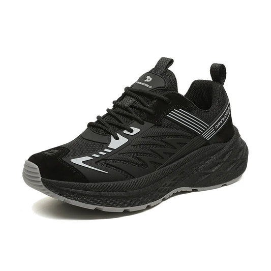 Black Breathable Running Shoes – Soft Sole Shock-Absorbing Sneakers with Wear-Resistant Outsole for Walking & Daily Wear