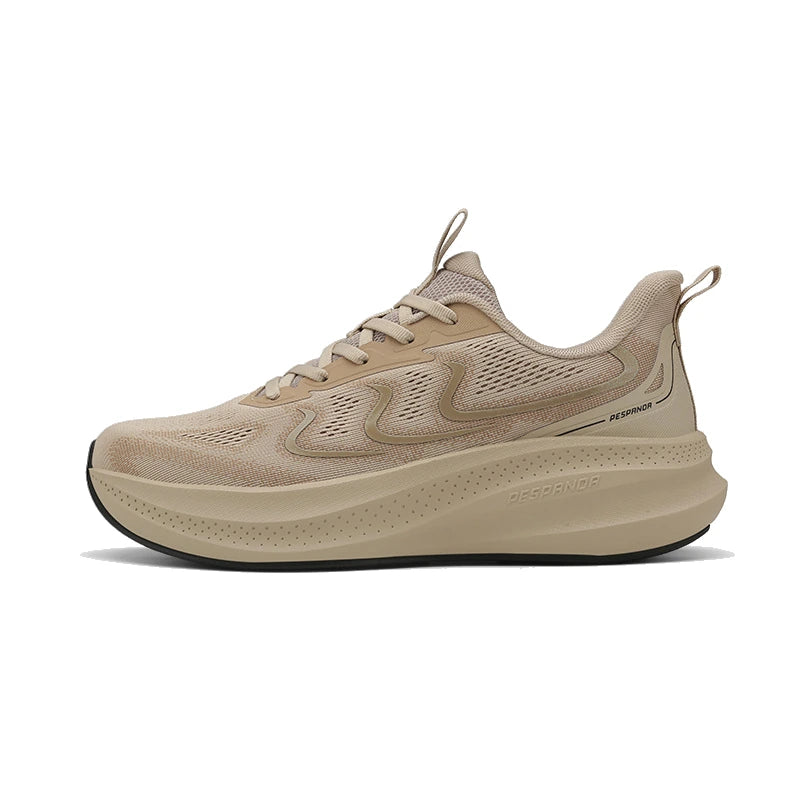 Beige Lightweight Walking Sneakers – Breathable Shock-Absorbing Running Shoes with Durable Wear-Resistant Sole