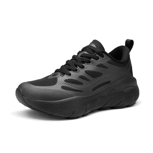 Black Shock-Absorbing Running Sneakers – Cushioned Breathable Walking Shoes for Running, Work & Everyday Wear