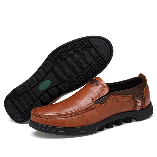 Comfymore® Mens Genuine Leather Non-Slip Soft Sole Casual Business Slip On Loafers