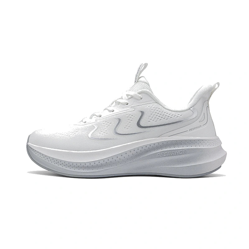 White Breathable Running Shoes – Lightweight Shock-Absorbing Walking Sneakers with Wear-Resistant Cushioned Sole