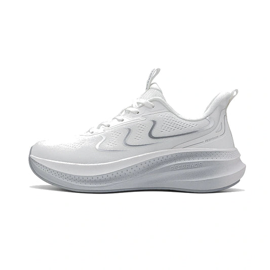 White Breathable Running Shoes – Lightweight Shock-Absorbing Walking Sneakers with Wear-Resistant Cushioned Sole