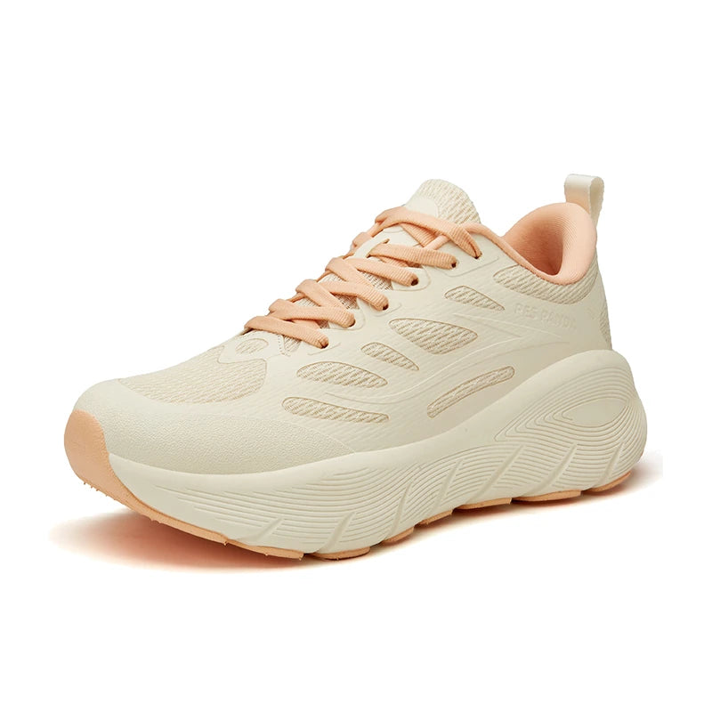 Cream & Peach Cushioned Running Shoes – Shock-Absorbing Breathable Sneakers for Walking, Running & Everyday Style