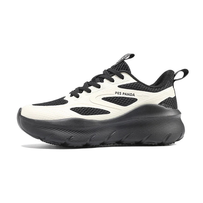 Black & White Running Sneakers – Lightweight Breathable Shock-Absorbing Shoes for Walking, Jogging & Daily Wear