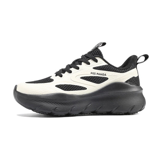 Black & White Running Sneakers – Lightweight Breathable Shock-Absorbing Shoes for Walking, Jogging & Daily Wear