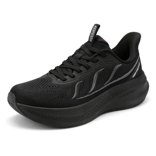 Black Lightweight Running Shoes – Breathable Shock-Absorbing Walking Sneakers with Wear-Resistant Cushioned Sole