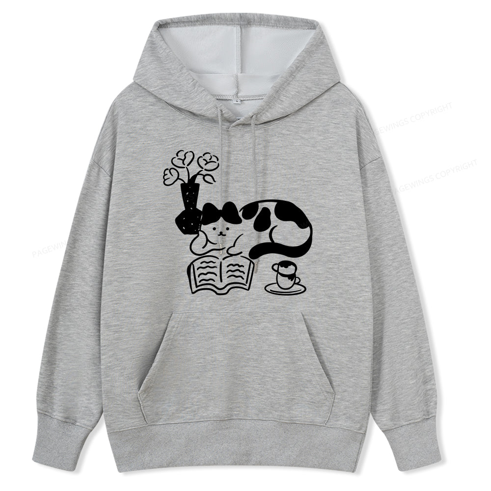 Pagewings The Cat Who Loves Reading Unisex Classic Hoodie