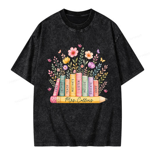 Pagewings Wildflower Books Unisex Washed T-shirt