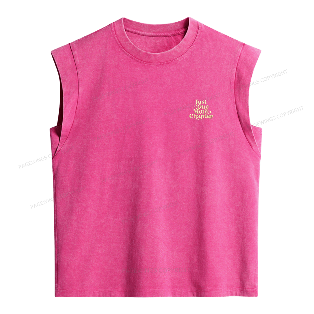 Pagewings Embroidered Just One More Chapter Women's Washed Tank Top