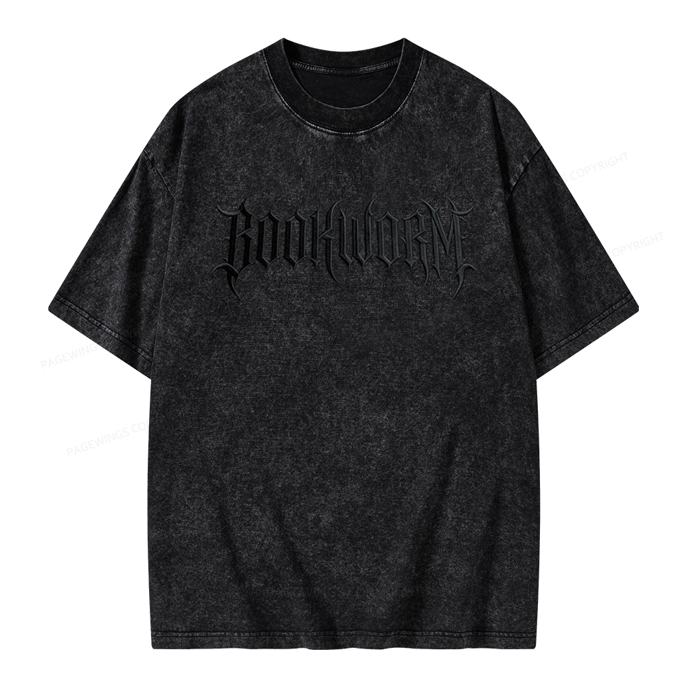 Pagewings Embroidered Bookworm Unisex Washed T-shirt