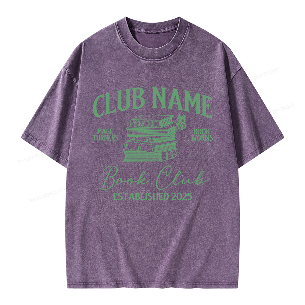 Pagewings Personalized Book Club  Unisex Washed T-shirt