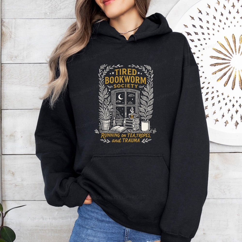 Pagewings Tired Bookworm Society Unisex Classic Hoodie