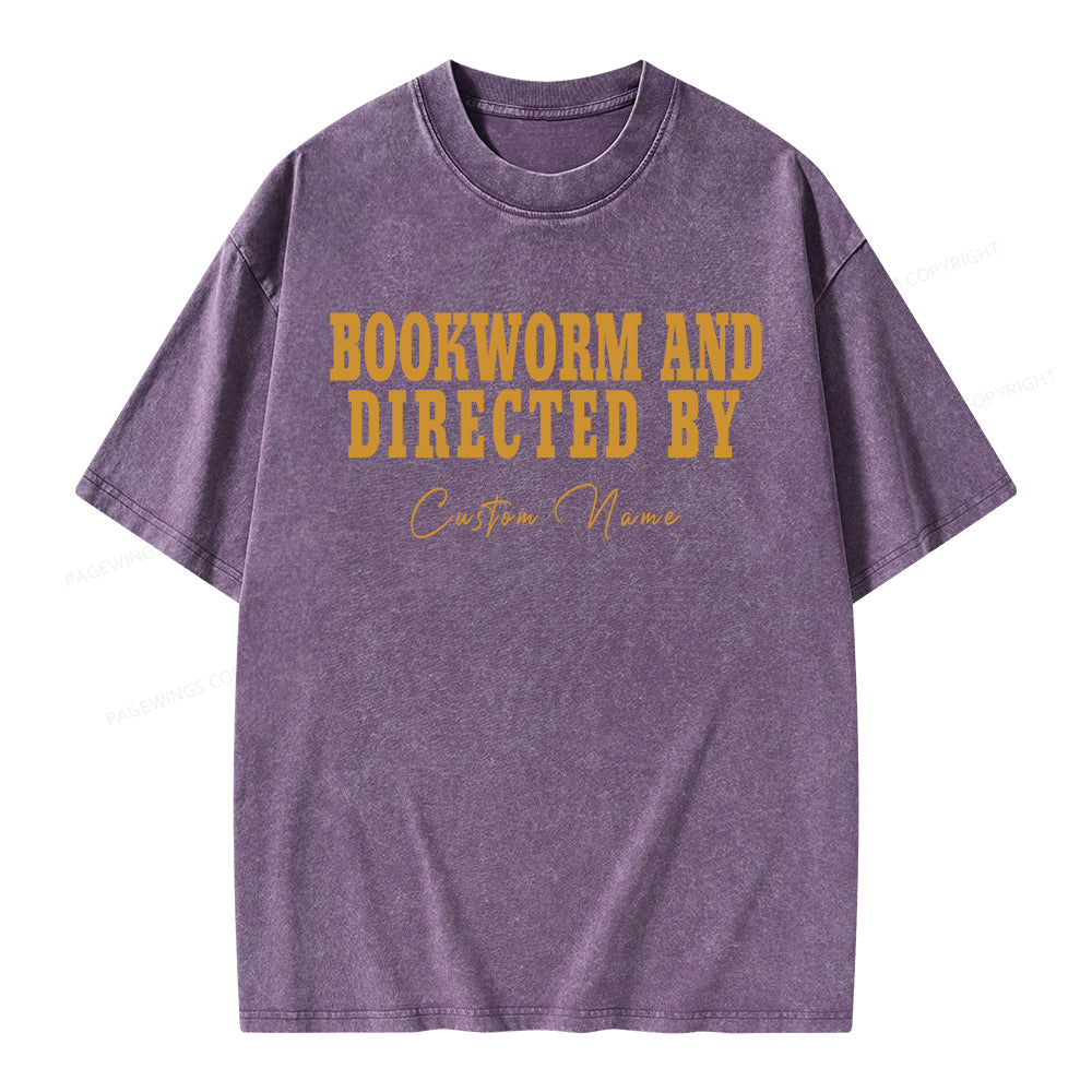 Pagewings Personalized Name Bookworm and Midnight Reader Unisex Washed T-shirt