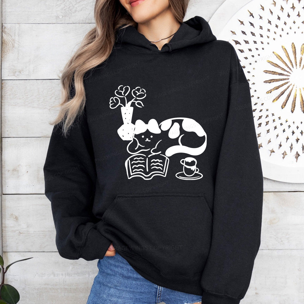 Pagewings The Cat Who Loves Reading Unisex Classic Hoodie