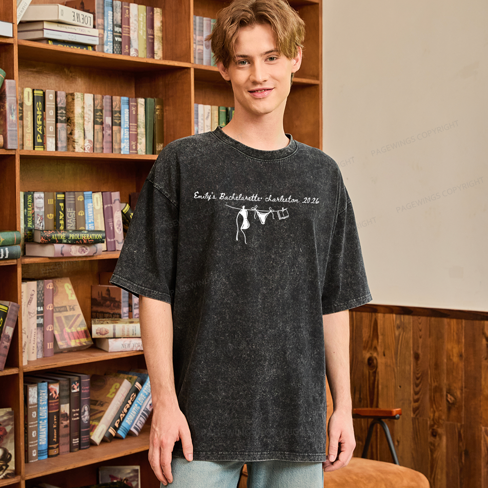 Pagewings Personalized Beach Party Unisex Washed T-shirt