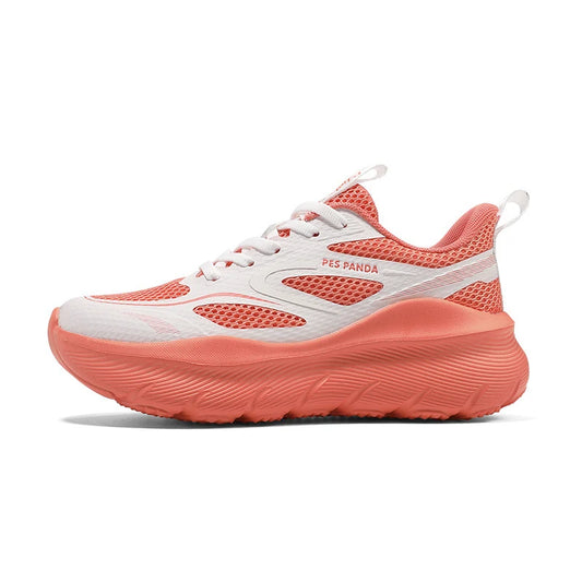 Coral Orange Cushioned Running Shoes – Lightweight Breathable Shock-Absorbing Sneakers for Walking & Everyday Wear