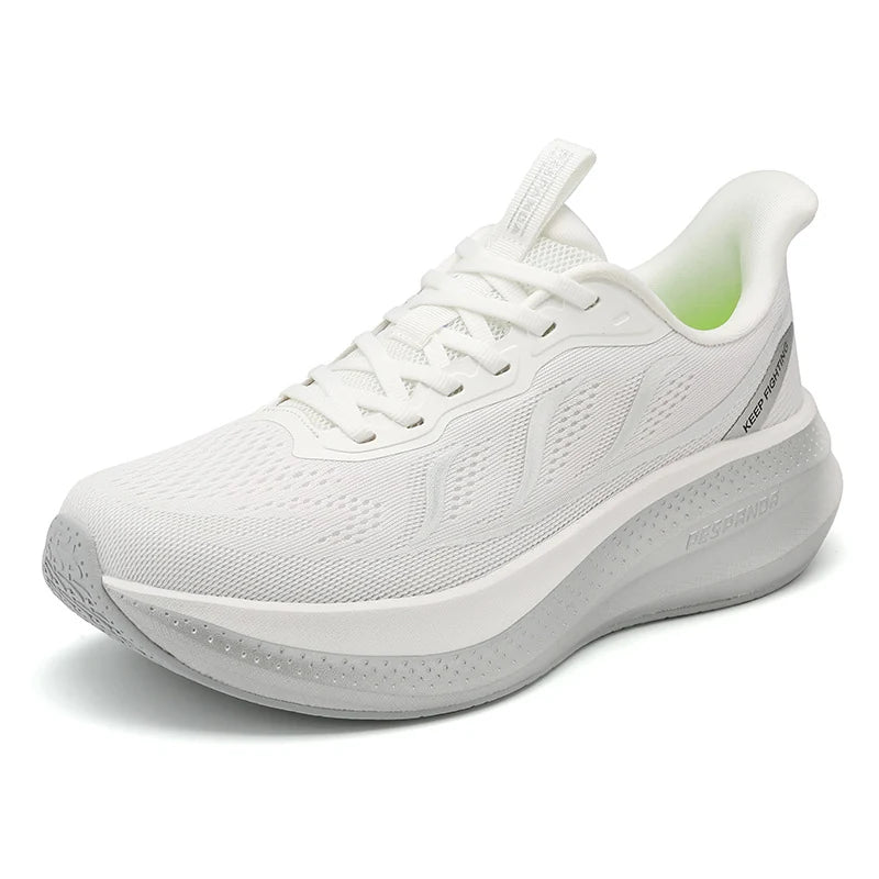 White Lightweight Running Shoes – Breathable Shock-Absorbing Walking Sneakers with Durable Cushioned Sole for Daily Wear
