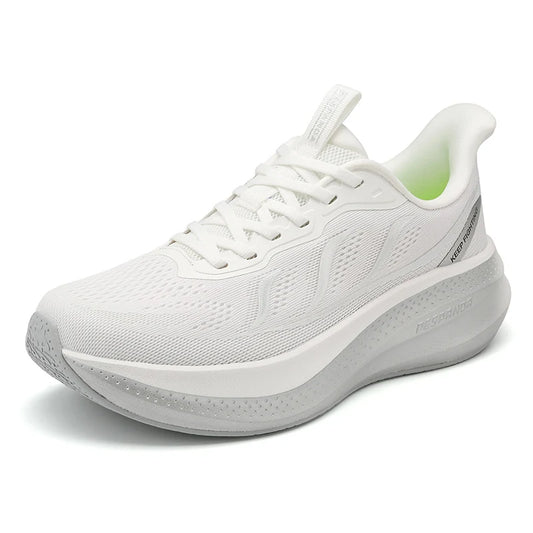 White Lightweight Running Shoes – Breathable Shock-Absorbing Walking Sneakers with Durable Cushioned Sole for Daily Wear
