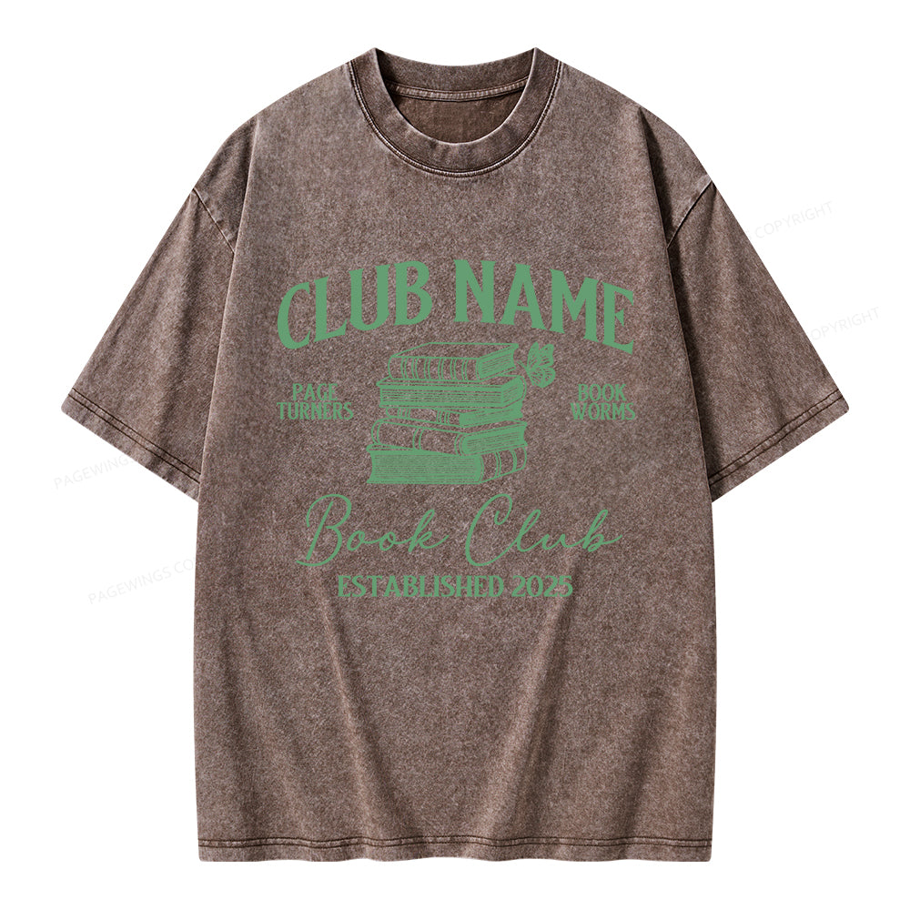 Pagewings Personalized Book Club  Unisex Washed T-shirt