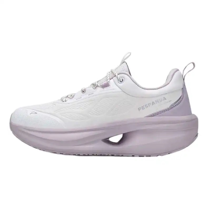 White & Lavender Cushioned Running Shoes – Breathable Soft Sole Walking Sneakers with Shock-Absorbing Wear-Resistant Outsole
