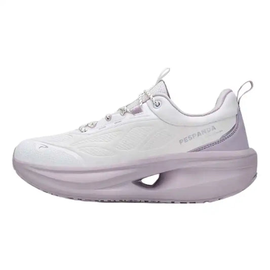 White & Lavender Cushioned Running Shoes – Breathable Soft Sole Walking Sneakers with Shock-Absorbing Wear-Resistant Outsole
