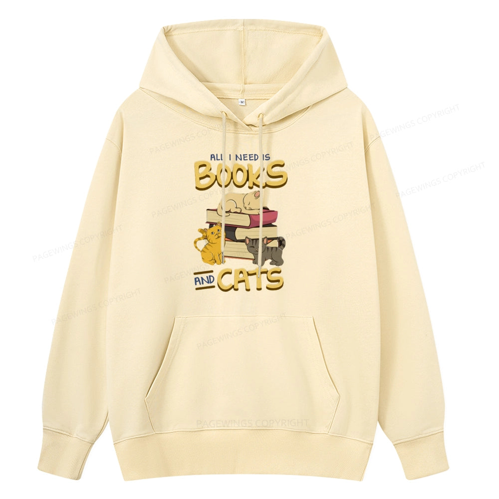 Pagewings All I Need Is Books And Cats Unisex Classic Hoodie