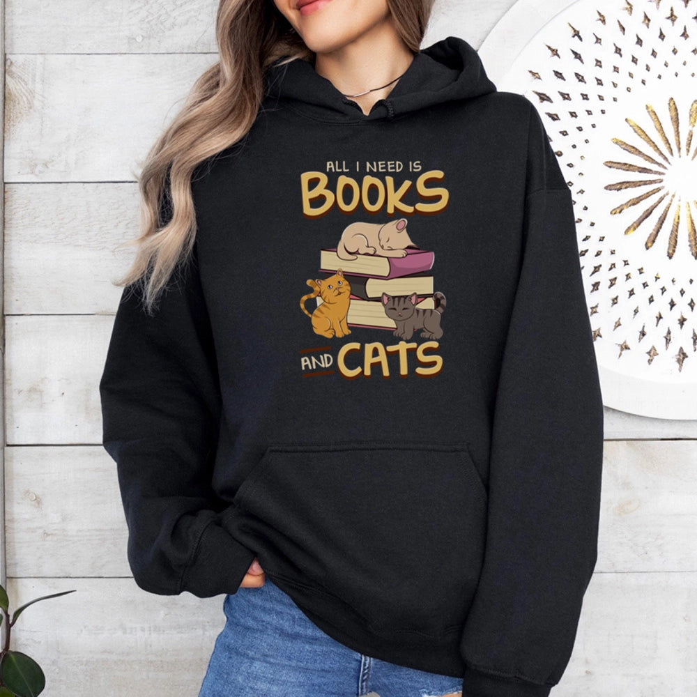 Pagewings All I Need Is Books And Cats Unisex Classic Hoodie