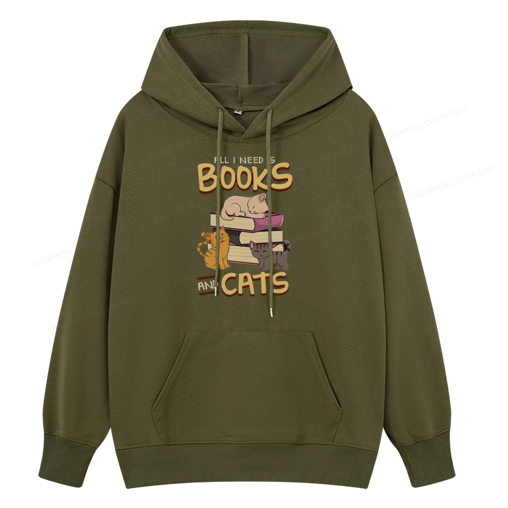 Pagewings All I Need Is Books And Cats Unisex Classic Hoodie