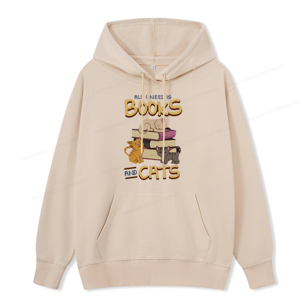 Pagewings All I Need Is Books And Cats Unisex Classic Hoodie
