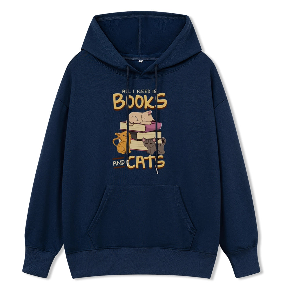 Pagewings All I Need Is Books And Cats Unisex Classic Hoodie