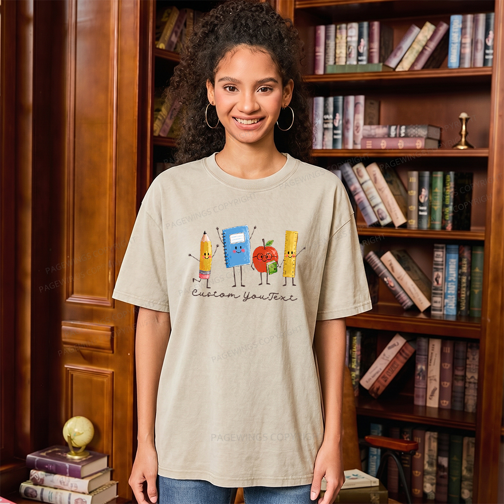 Pagewing Personalized Back to School Unisex Washed T-shirt