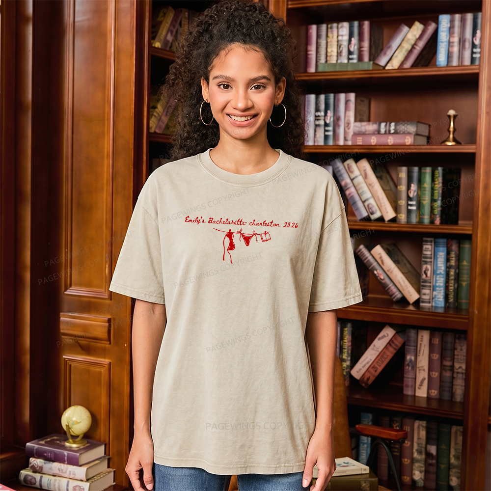 Pagewings Personalized Beach Party Unisex Washed T-shirt
