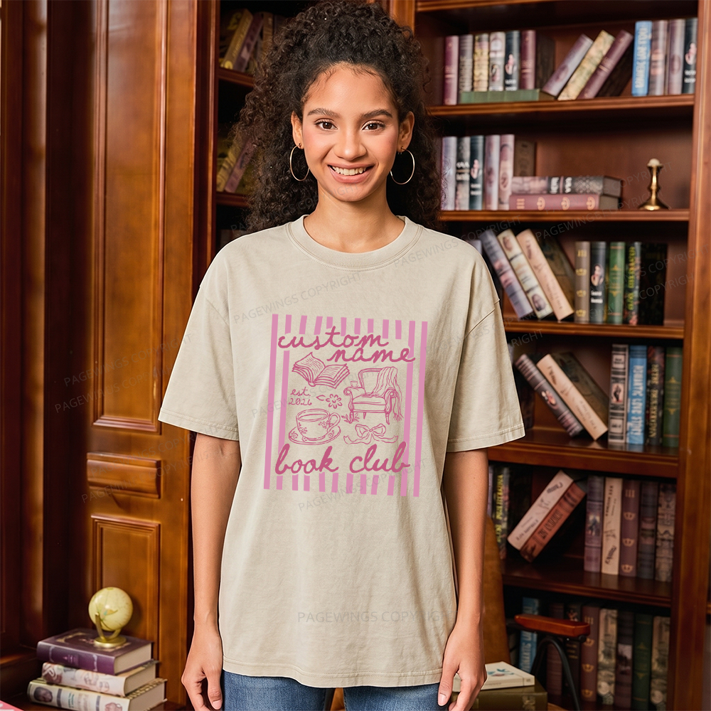 Pagewings Personalized Book Club Unisex Washed T-shirt