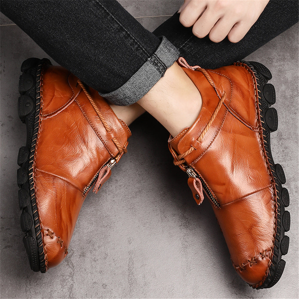 Comfymore™ Mens Hand Stitching Non-Slip Soft Sole Genuine Leather Ankle Chukka Boots