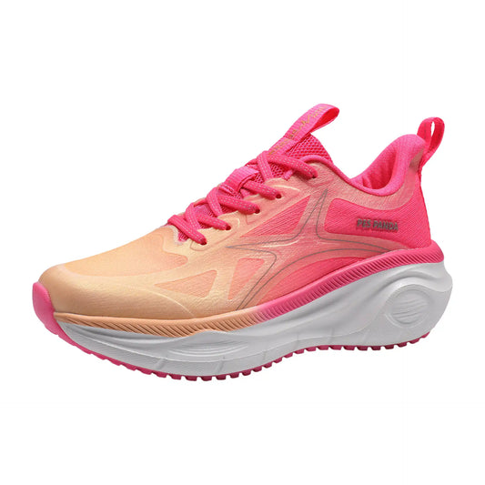 Pink & Peach Cushioned Running Shoes – Breathable Soft Sole Walking Sneakers with Shock-Absorbing Wear-Resistant Outsole