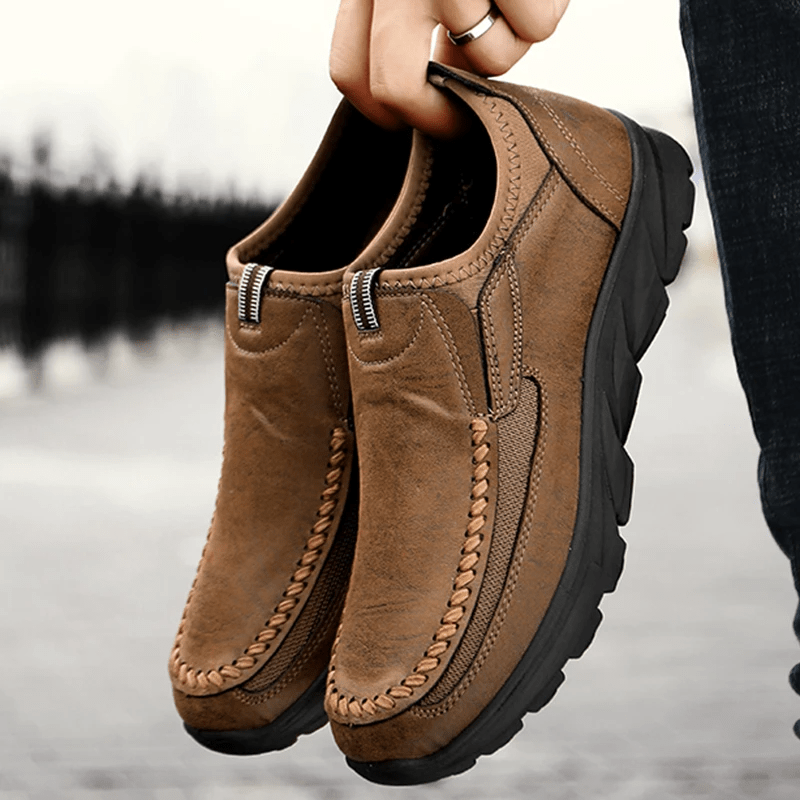🔥Hot Sale🎁--50% OFF🎉Mens Waterproof Soft Sole Sneakers Slip On Leather Loafers
