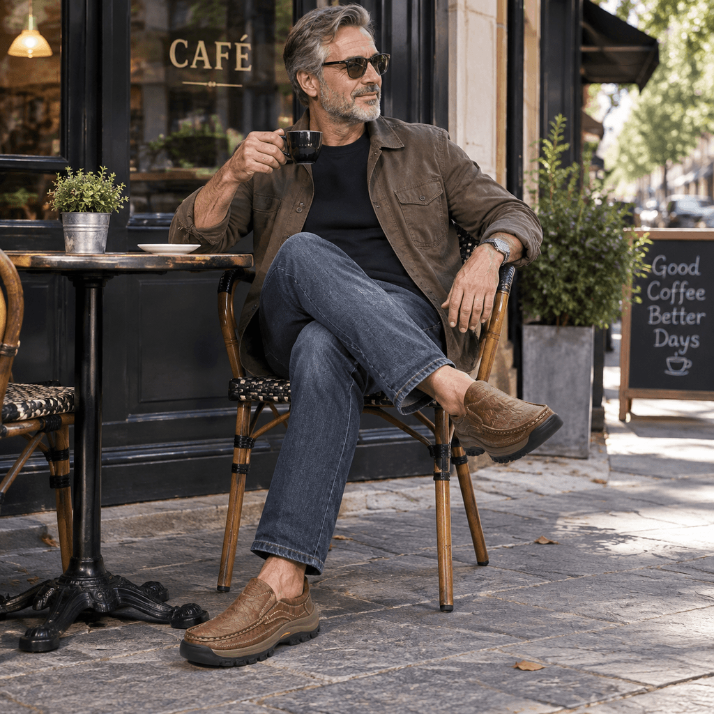 Orthopedic Walk-All-Day Loafers: Wide Toe Box & Premium Arch Support - Men's Leather Casual Shoes
