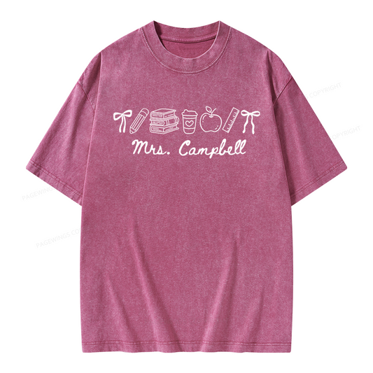 Pagewings Personalized Name Teacher Unisex Washed T-shirt