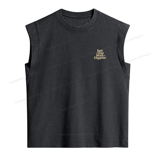 Pagewings Embroidered Just One More Chapter Women's Washed Tank Top