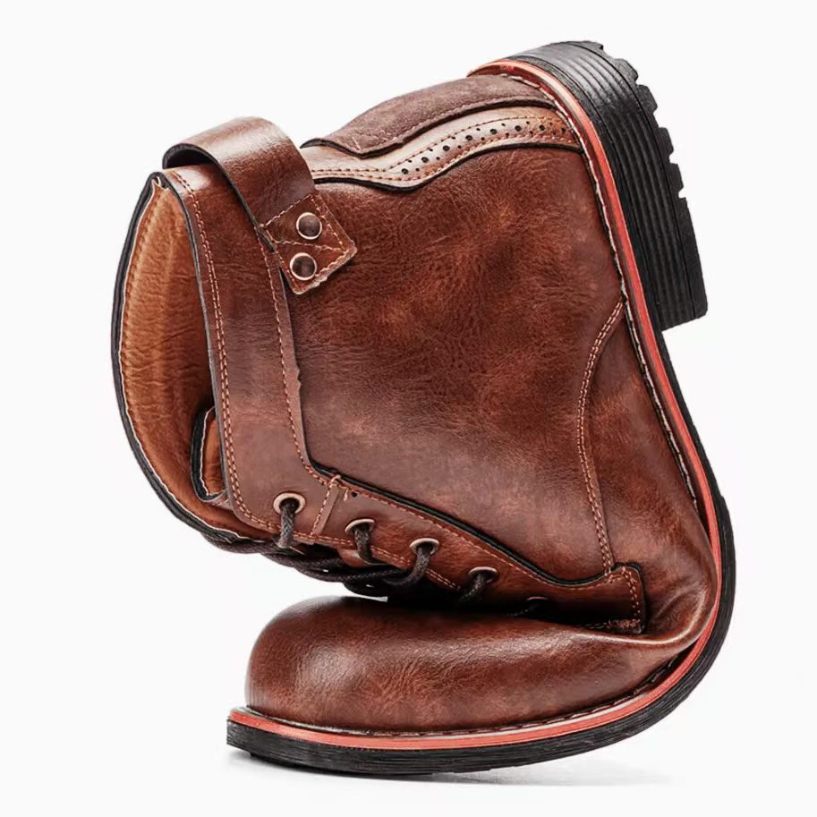 COMFYMORE™ Mens Genuine Leather Waterproof Non-slip Arch Support Hiking Casual Chukka Boots