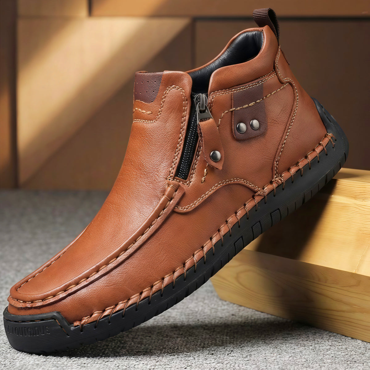 ⏰Promotion 50% OFF - Men's Handcrafted Vintage Casual Genuine Leather Relaxed Fit Ankle Boots