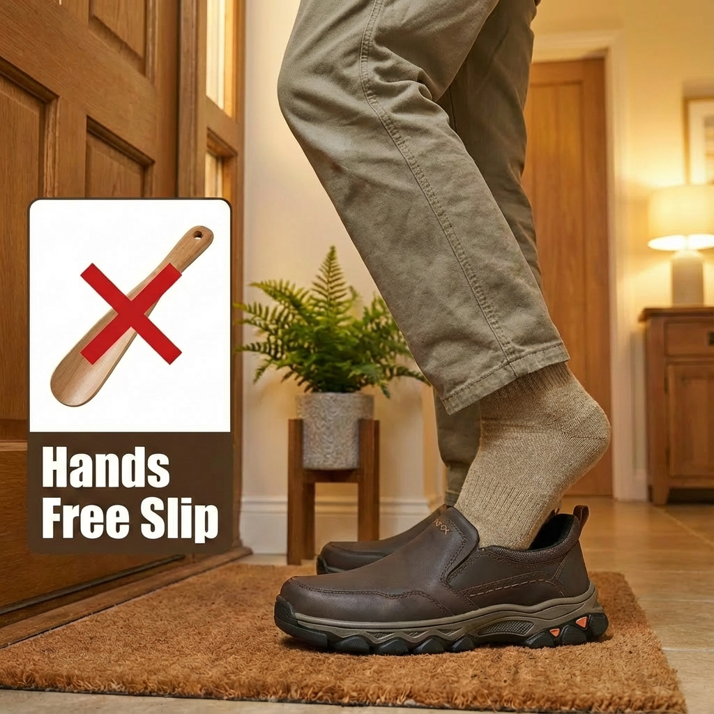 Men's wide-toe, non-slip, hands free slip- loafer shoes