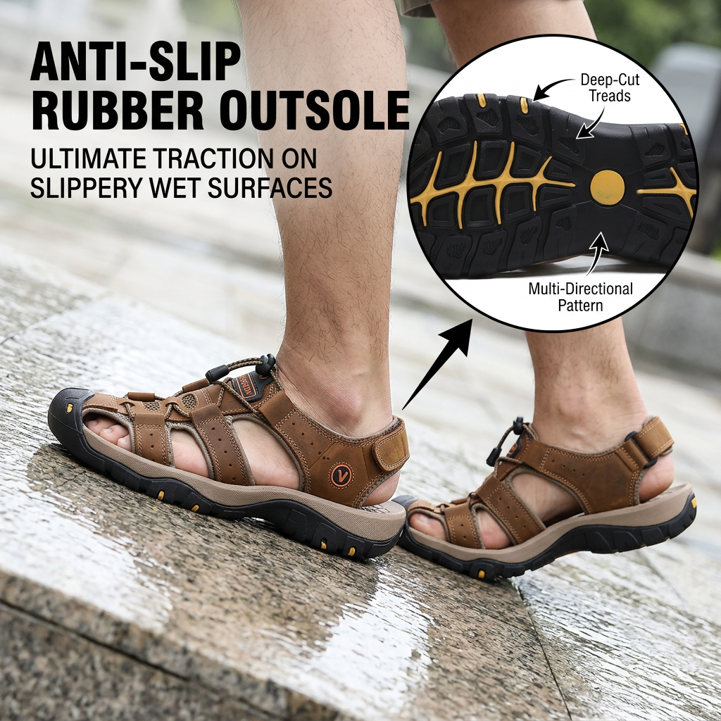 Fisherman Mens Sandals Outdoor Comfort Memory Foam Sandals for Men