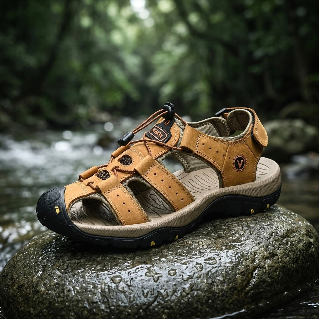 Fisherman Mens Sandals Outdoor Comfort Memory Foam Sandals for Men