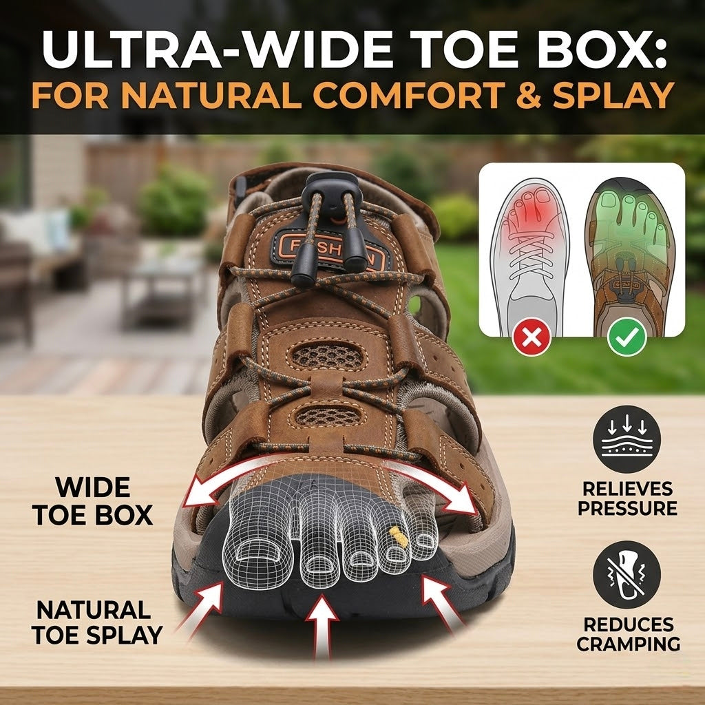 Fisherman Mens Sandals Outdoor Comfort Memory Foam Sandals for Men