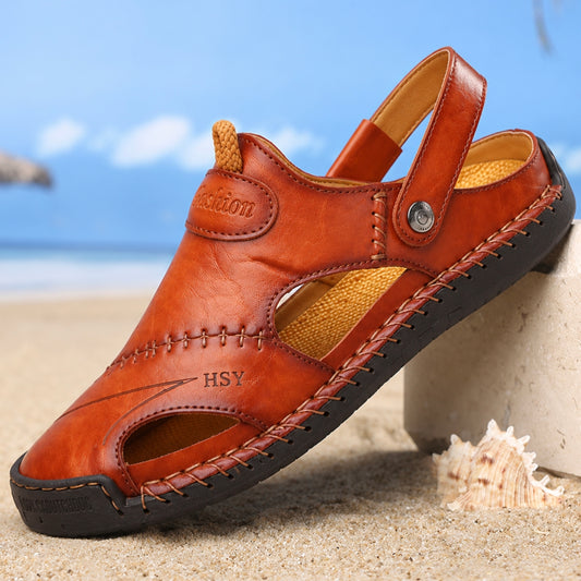 ⏰Limited-Time 50% OFF – Men's Genuine Leather Breathable Orthopedic 2-in-1 Slip-On Sandals