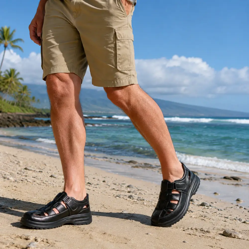 ⏰Today Only – 50% OFF 🔥COMFYMORE® Men's Summer Genuine Leather Breathable Closed Toe Sandals